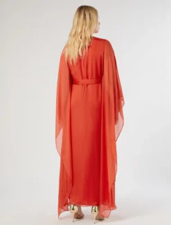 Abito caftano in chiffon di seta - RUGGINE