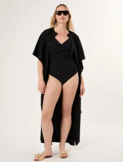 Abito caftano in jersey - NERO