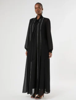 Abito chemisier con strass - NERO