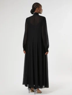 Abito chemisier con strass - NERO