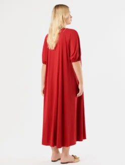 Abito chemisier in jersey - ROSSO
