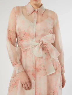 Abito chemisier in organza di seta - ROSA
