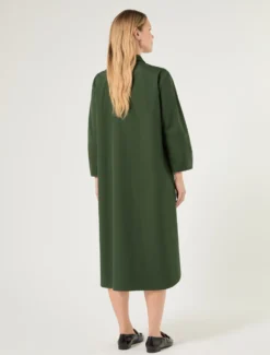 Abito chemisier in tela di cotone - VERDE SCURO