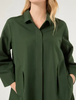 Abito chemisier in tela di cotone - VERDE SCURO