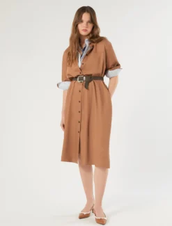 Abito chemisier in twill - CARAMELLO