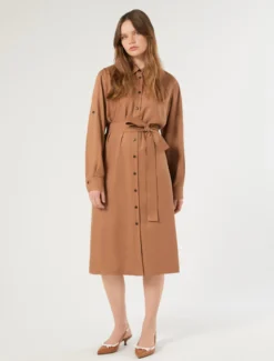 Abito chemisier in twill - CARAMELLO