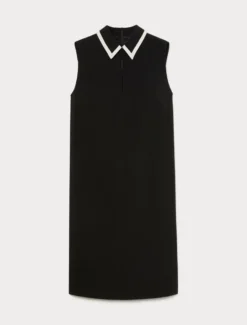 Abito in cady con intarsio - NERO
