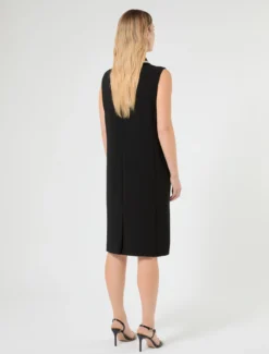 Abito in cady con intarsio - NERO