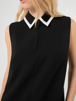 Abito in cady con intarsio - NERO