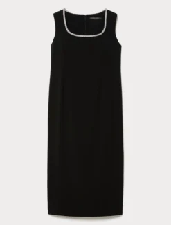 Abito in cady con ricamo - NERO