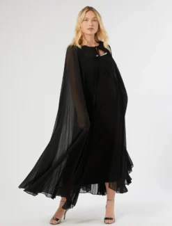 Abito in cady con ricamo - NERO