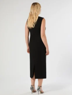 Abito in cady con ricamo - NERO
