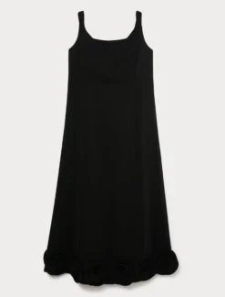 Abito in cady con rose - NERO