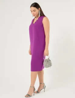 Abito in cady con strass - FUXIA VIOLA