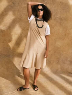Abito in cotone - BEIGE