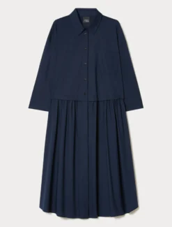 Abito in cotone e nylon stretch - BLU MARINO
