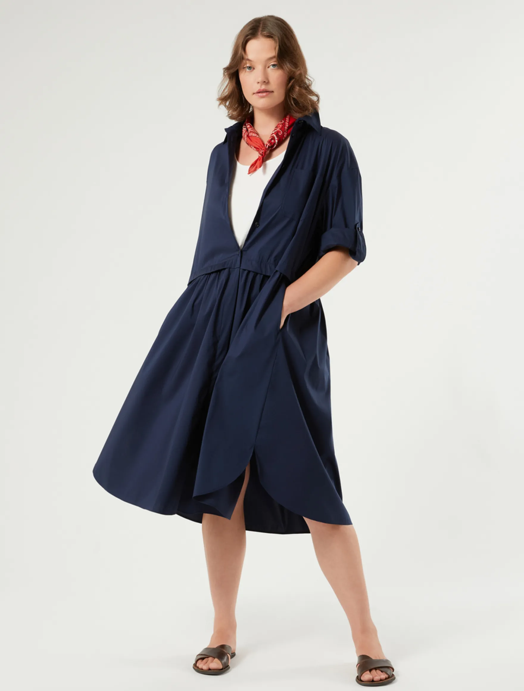 Abito in cotone e nylon stretch - BLU MARINO