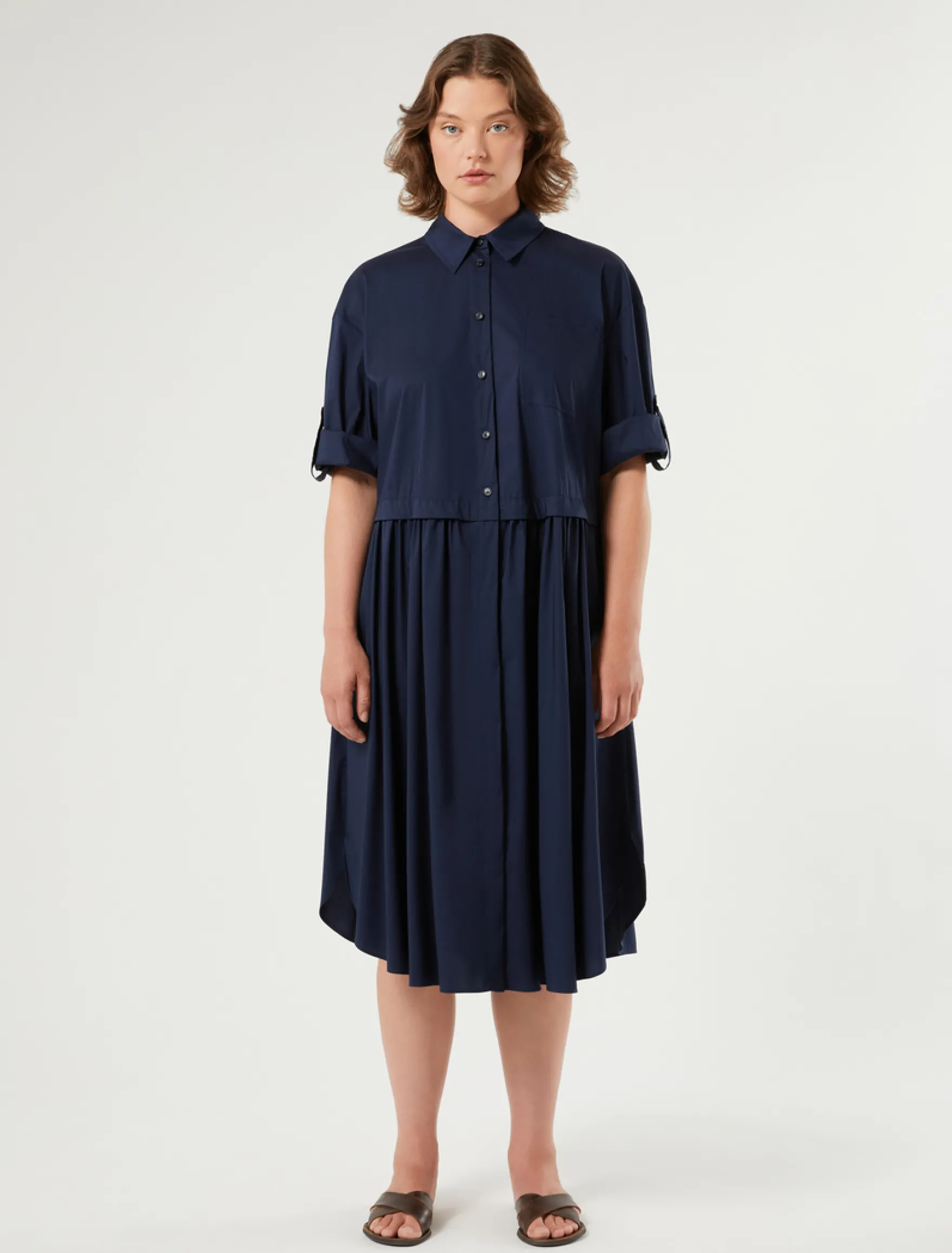 Abito in cotone e nylon stretch - BLU MARINO