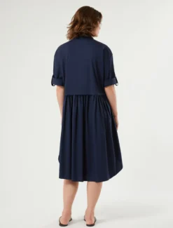 Abito in cotone e nylon stretch - BLU MARINO