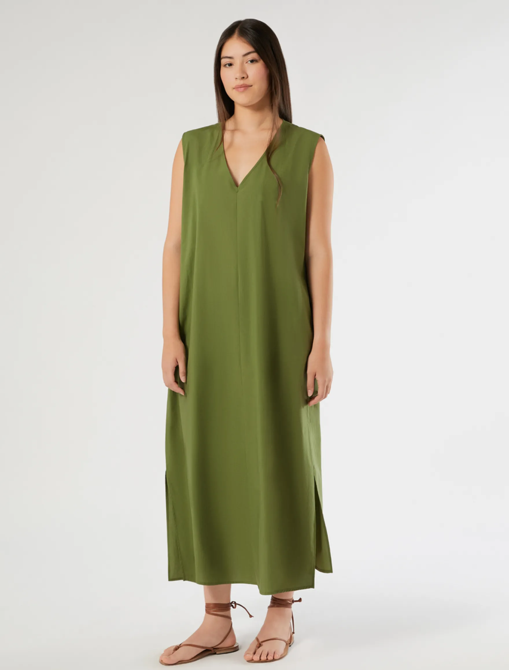 Abito in cotone - VERDE OLIVA