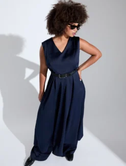 Abito in crêpe envers satin - BLU NOTTE