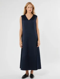 Abito in crêpe envers satin - BLU NOTTE