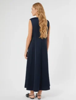 Abito in crêpe envers satin - BLU NOTTE