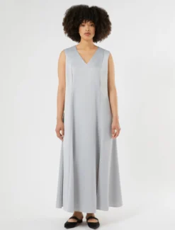 Abito in crêpe envers satin - GRIGIO PERLA