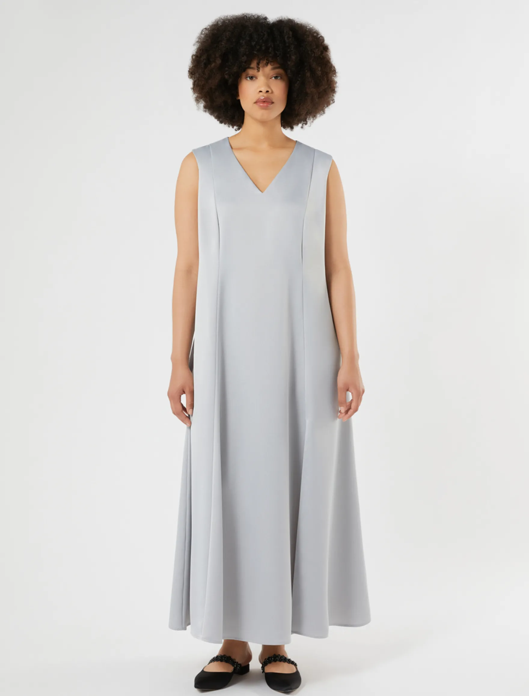 Abito in crêpe envers satin - GRIGIO PERLA