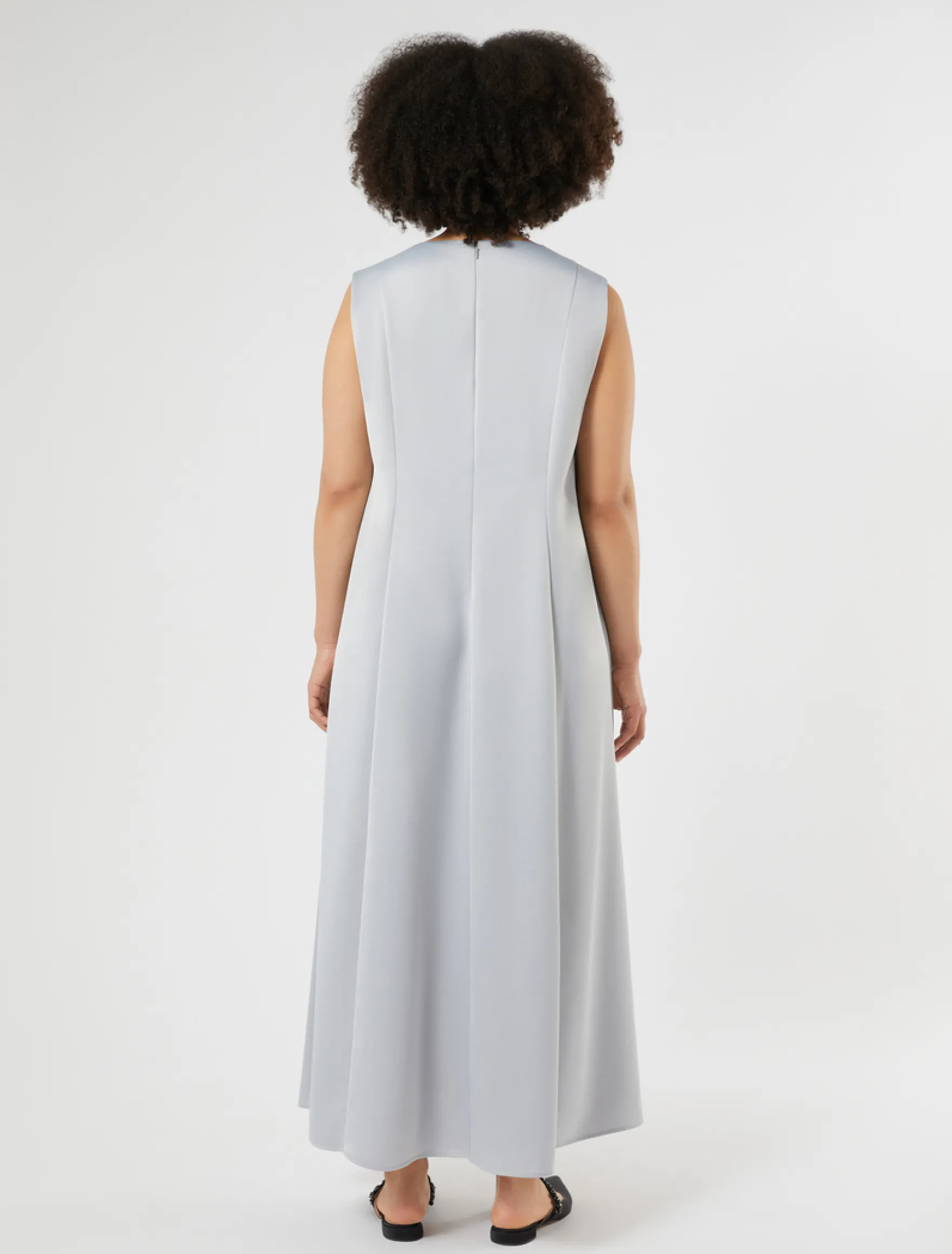 Abito in crêpe envers satin - GRIGIO PERLA