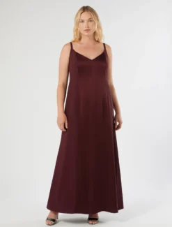 Abito in crêpe envers satin - ROSSO VIOLA