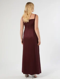 Abito in crêpe envers satin - ROSSO VIOLA
