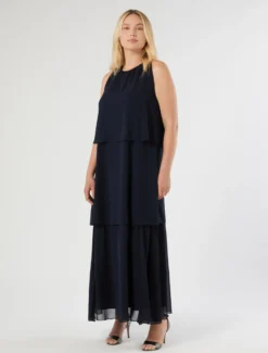 Abito in crêpe georgette - BLU NOTTE