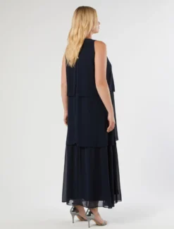 Abito in crêpe georgette - BLU NOTTE