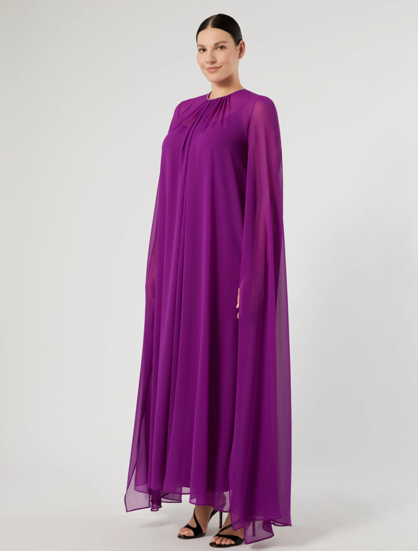 Abito in crêpe georgette - FUXIA VIOLA