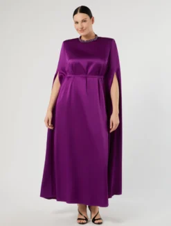 Abito in enver satin lucido - FUXIA VIOLA