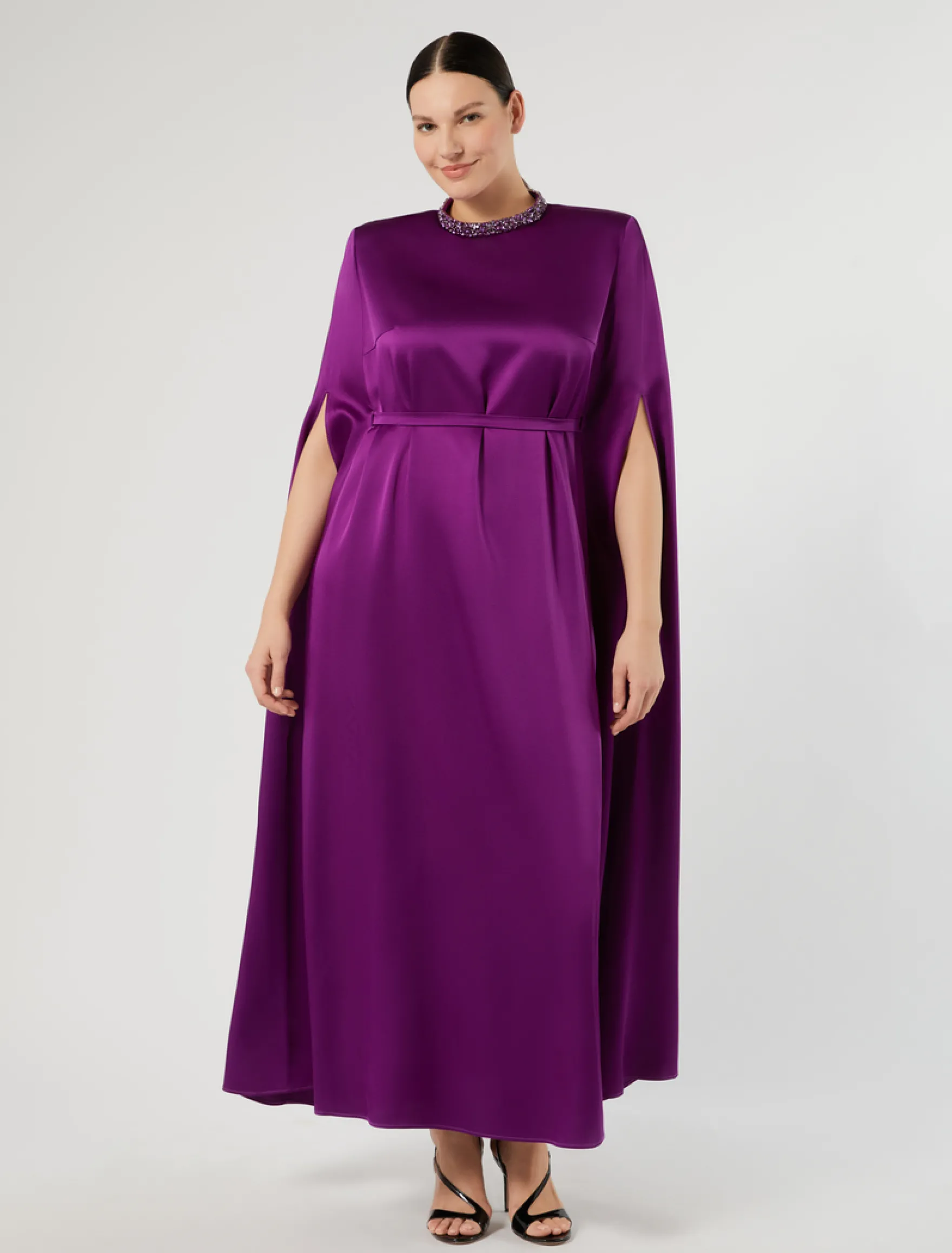 Abito in enver satin lucido - FUXIA VIOLA