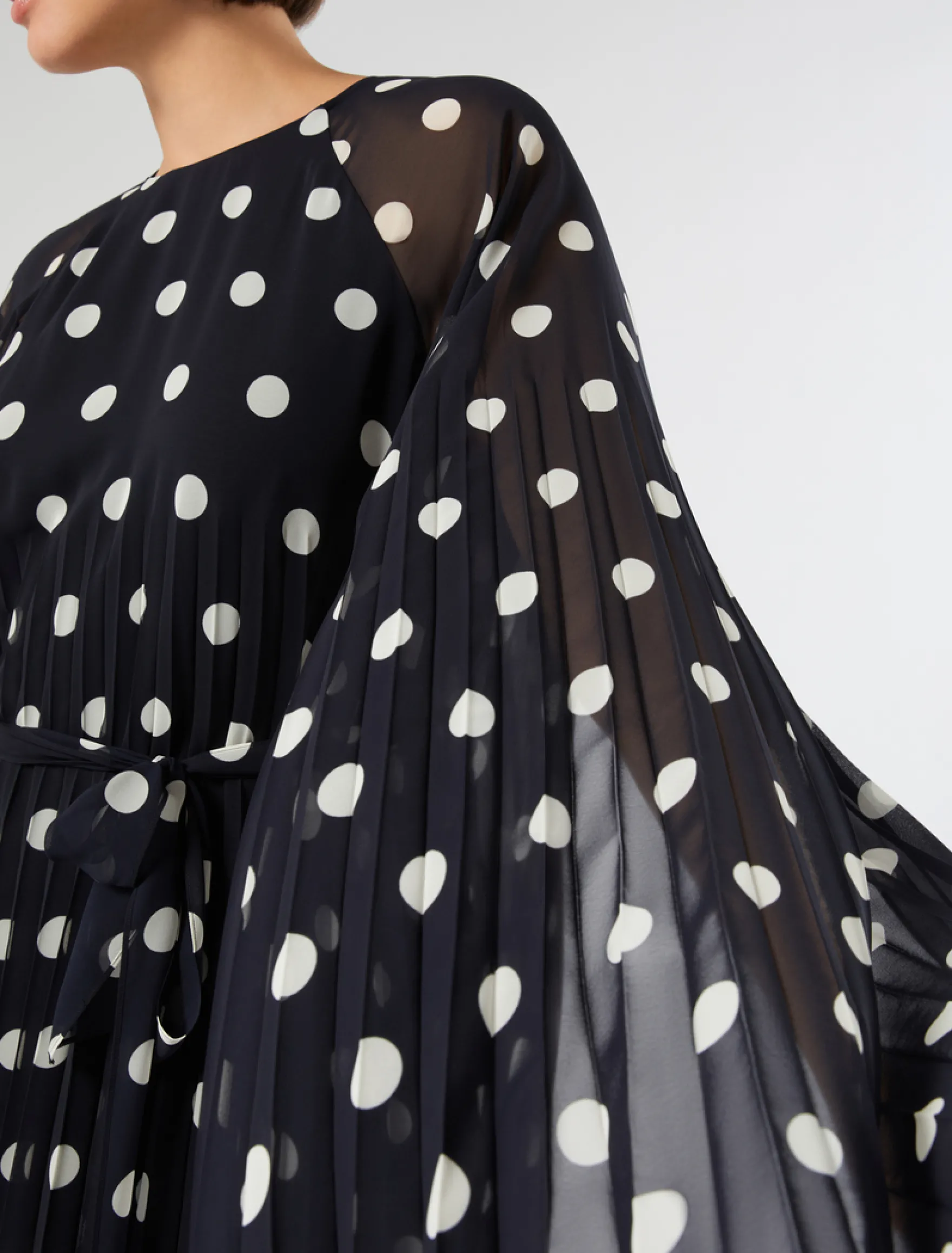 Abito in georgette a pois - BLU MARINO