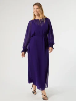 Abito in georgette con ricamo - VIOLA