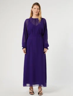 Abito in georgette con ricamo - VIOLA