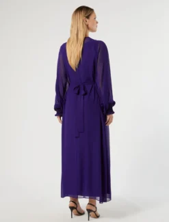 Abito in georgette con ricamo - VIOLA