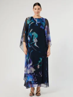 Abito in georgette di pura seta - BLU