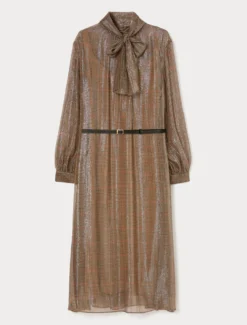 Abito in georgette di seta - ORO CAMMELLO