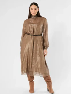 Abito in georgette di seta - ORO CAMMELLO