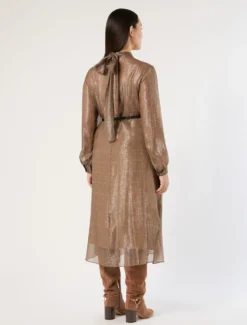 Abito in georgette di seta - ORO CAMMELLO
