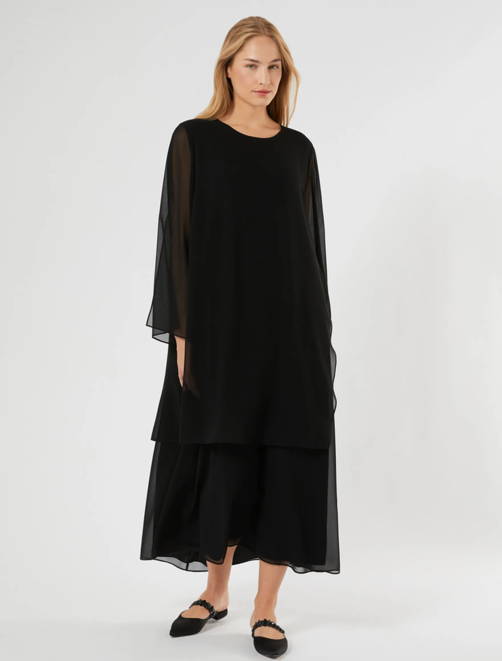 Abito in georgette - NERO