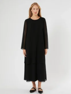 Abito in georgette - NERO