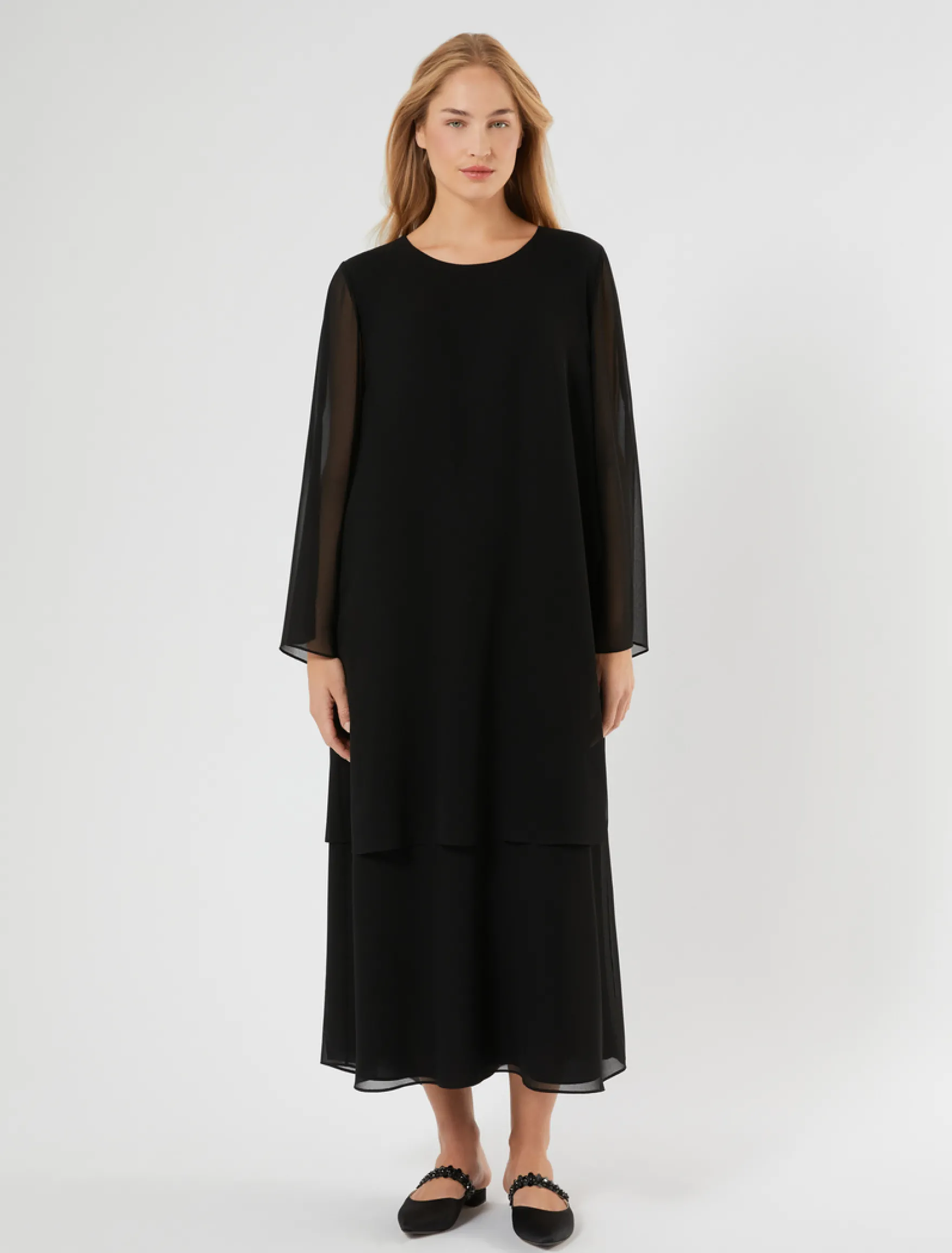 Abito in georgette - NERO