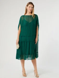 Abito in georgette plissé - VERDE SMERALDO