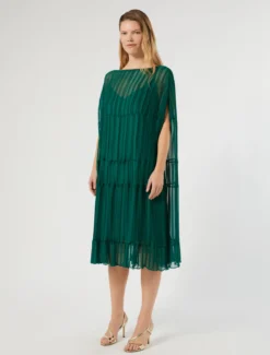 Abito in georgette plissé - VERDE SMERALDO